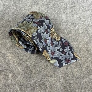 Viaggio VTG 100 % Silk Tie Maroon, Blue, Green, Tan Floral  3 3/8"